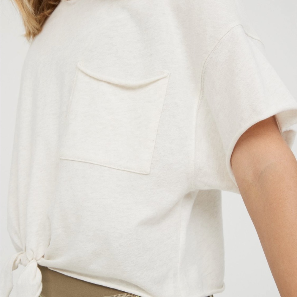 aerie offline tie front cropped t shirt